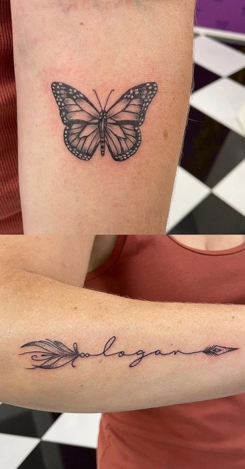 Tattoo naam en vlinder