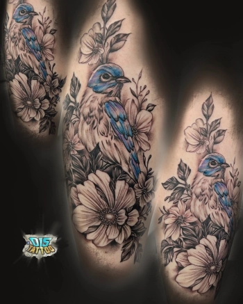 Tattoo vogel bloemen